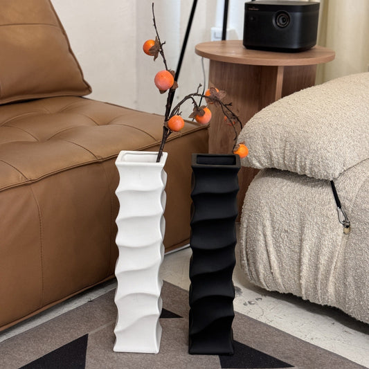 Elevate Your Space: The Bamboo-Textured Low-Fire Ceramic Vase for Modern Living
