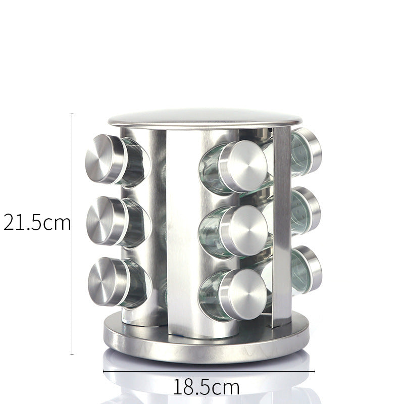 Rotating Seasoning Rack For Home Kitchen - Stainless Steel Spice Storage Set