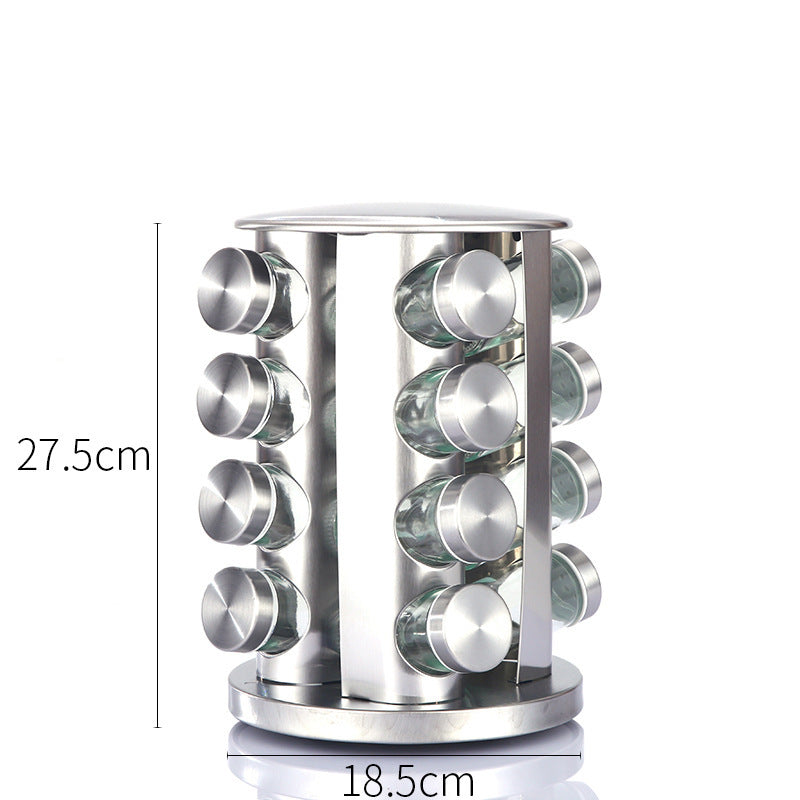 Rotating Seasoning Rack For Home Kitchen - Stainless Steel Spice Storage Set