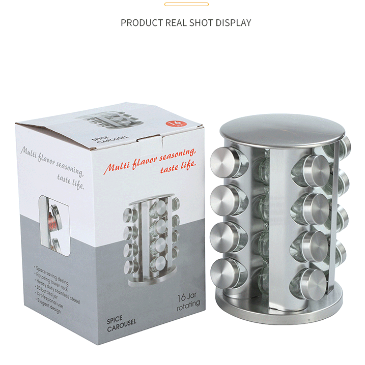 Rotating Seasoning Rack For Home Kitchen - Stainless Steel Spice Storage Set