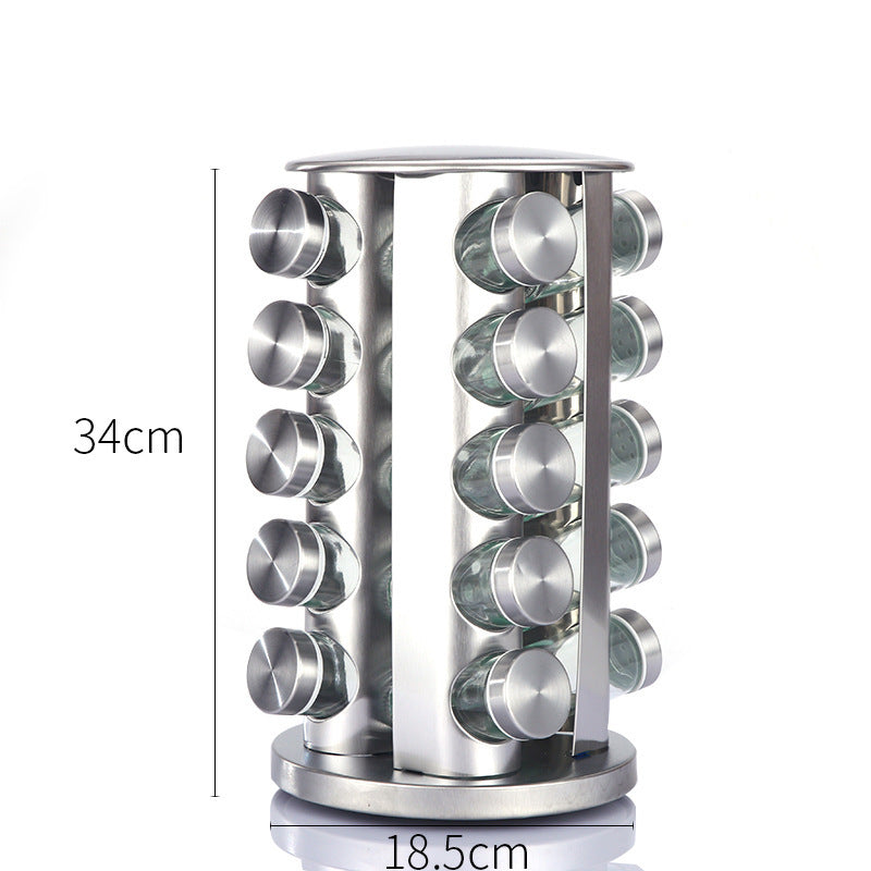 Rotating Seasoning Rack For Home Kitchen - Stainless Steel Spice Storage Set
