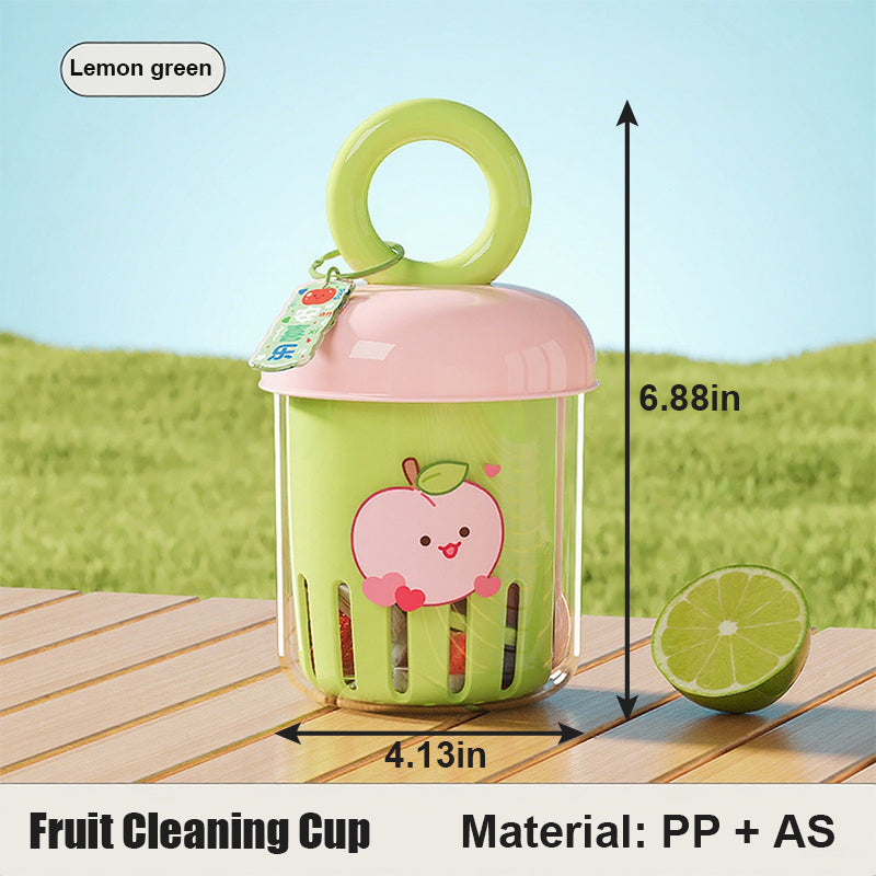 Dopamine Double-Layer Fruit & Salad Cup with Leakproof Lid & Detachable Fork - Portable PP Plastic Cartoon Design for Smoothies, Yogurt, Camping & Picnics