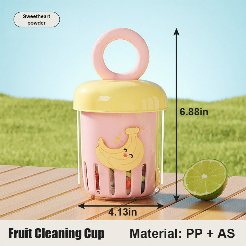 Dopamine Double-Layer Fruit & Salad Cup with Leakproof Lid & Detachable Fork - Portable PP Plastic Cartoon Design for Smoothies, Yogurt, Camping & Picnics