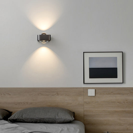Full Spectrum Eye-Care Wall Lamp - Sleek Glass & Stainless Steel Ambient Light (Hill-Shaped Projection)