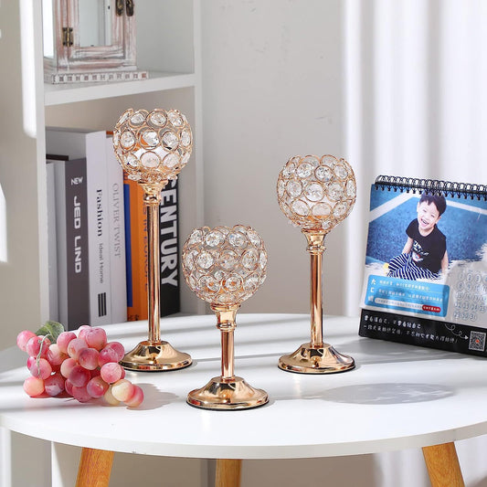 Mini Crystal Candle Holders - Electroplated Decor For Wedding, Hotel, Home & Romantic Dinners