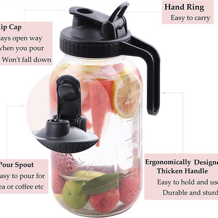 2-Pack 64oz Glass Mason Jar Pitchers with Wide Mouth & Measurement Marks – Leak-Proof Twist Lids for Cold Brew, Iced Tea, Juice & Lemonade