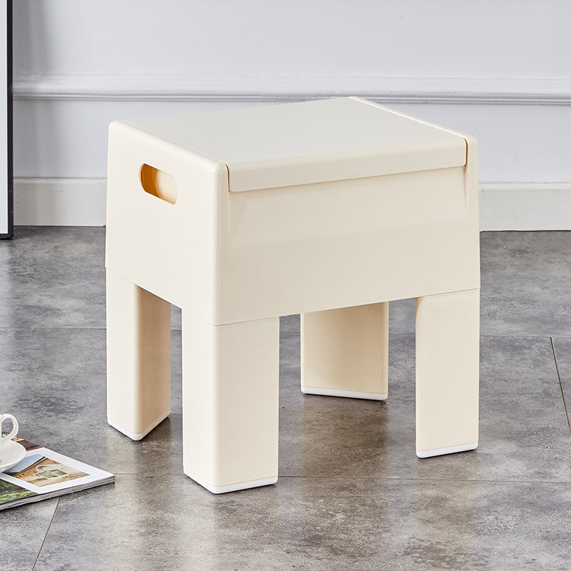 Space-Saving Storage Ottoman Stool - Modern Plastic Bench for Entryway, Living Room