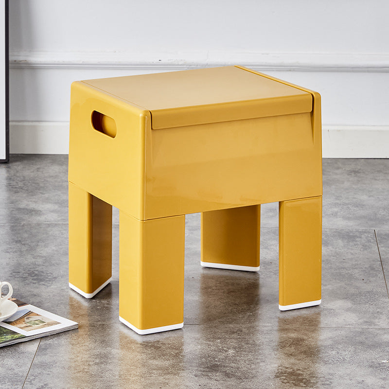 Space-Saving Storage Ottoman Stool - Modern Plastic Bench for Entryway, Living Room