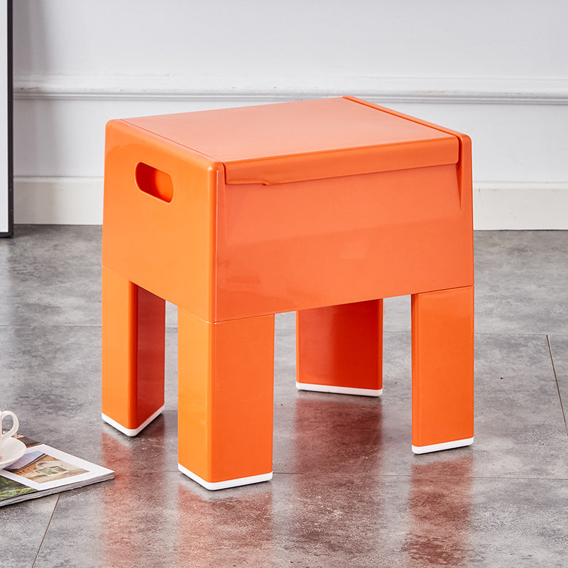 Space-Saving Storage Ottoman Stool - Modern Plastic Bench for Entryway, Living Room