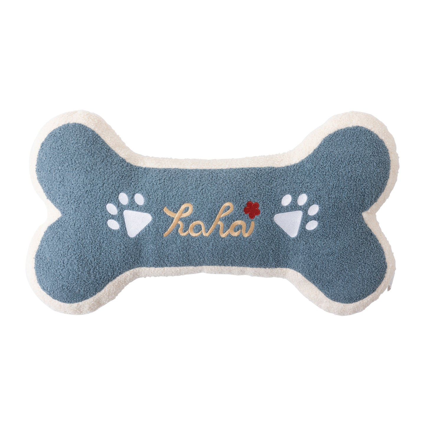 Teddy Plush Love Bone Pillow - Embroidered Cartoon Cushion for Sofa & Bed, Soft PP Cotton Filled Home Decor