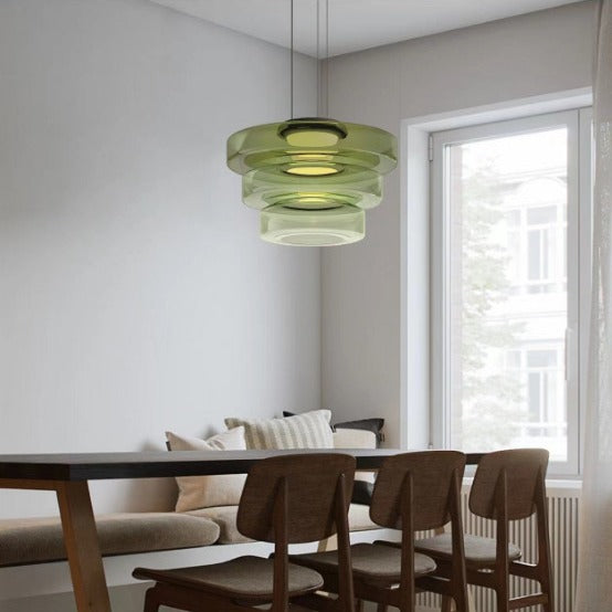 Italian-Designed Strata Chandelier - Sleek Glass LED Pendant for Modern Interiors