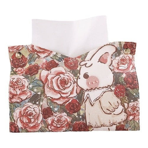 Luxury Cute Cartoon Rabbit Tissue Box Cover - Waterproof Leather Holder for Home, Car, Bathroom Decor