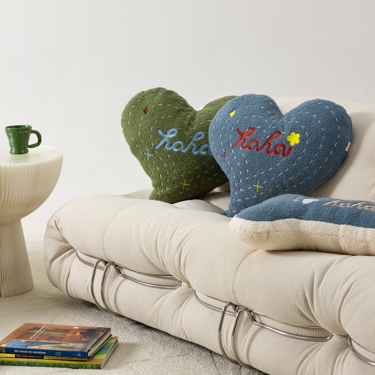 Teddy Plush Love Bone Pillow - Embroidered Cartoon Cushion for Sofa & Bed, Soft PP Cotton Filled Home Decor