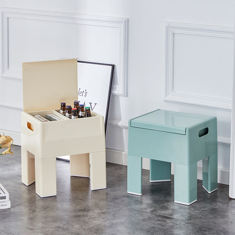 Space-Saving Storage Ottoman Stool - Modern Plastic Bench for Entryway, Living Room