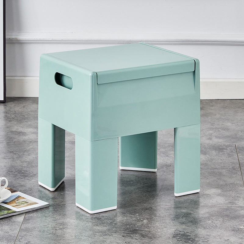 Space-Saving Storage Ottoman Stool - Modern Plastic Bench for Entryway, Living Room