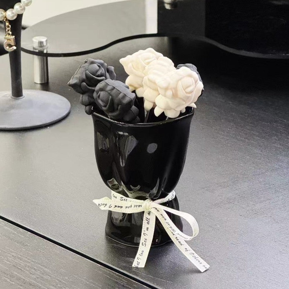 Ceramic Fruit Fork Bouquet Holder - Elegant Kitchen & Dessert Table Organizer with Floral Design, Durable Eco-Friendly Material