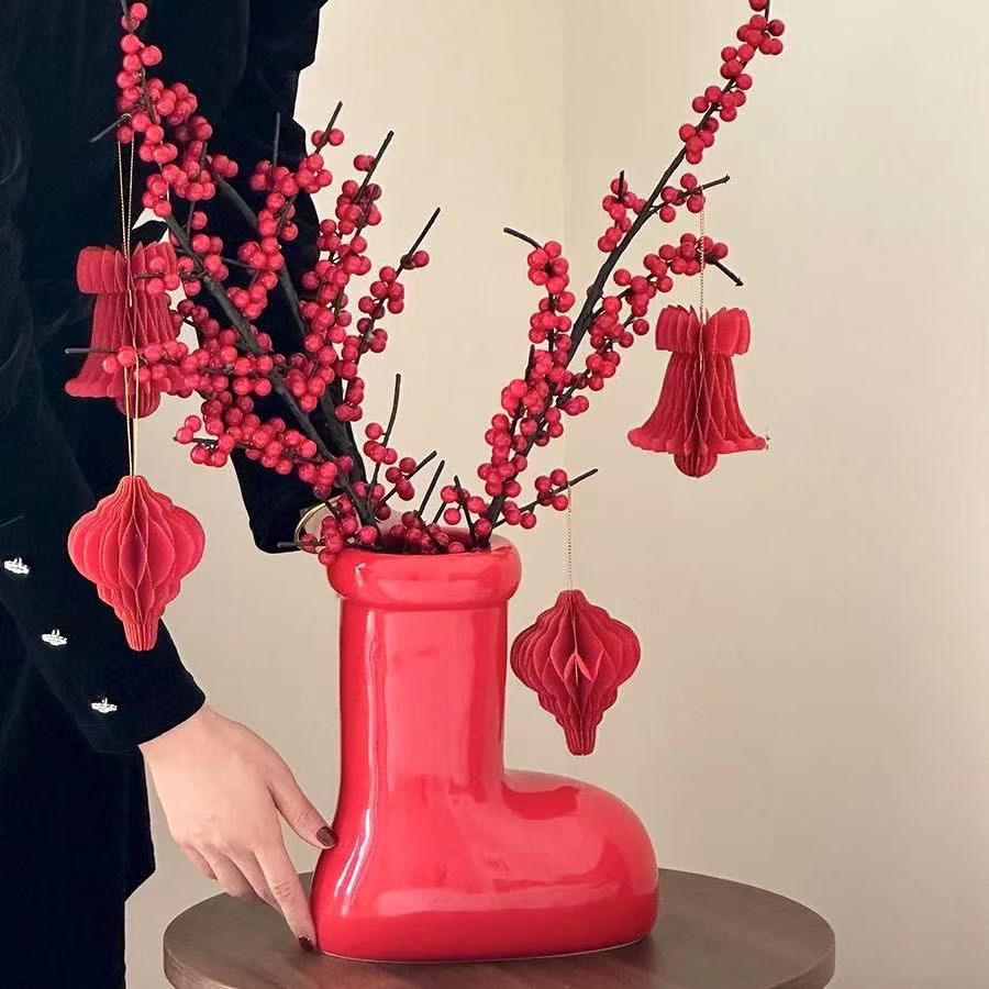 Elevate Your Space with the Red Shoe Vase: A Must-Have Ceramic Decor for Festive Vibes