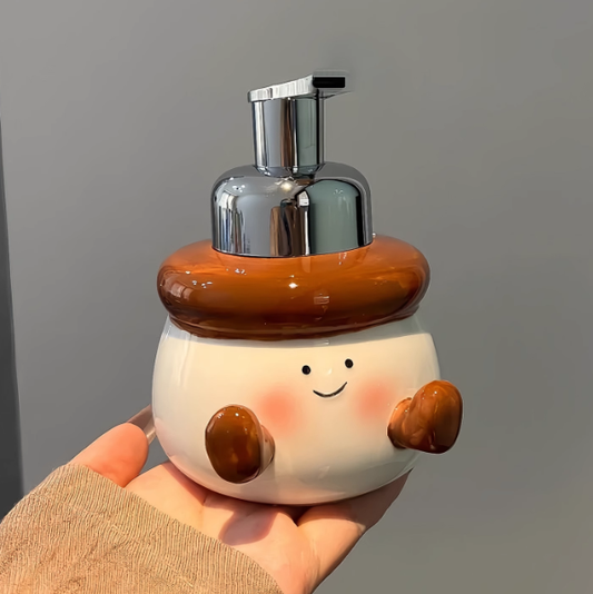 Ceramic Foam Dispenser Bottle - Elegant European Style Pump for Hand Soap, Shampoo, Face Wash