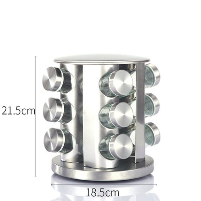 Rotating Seasoning Rack For Home Kitchen - Stainless Steel Spice Storage Set