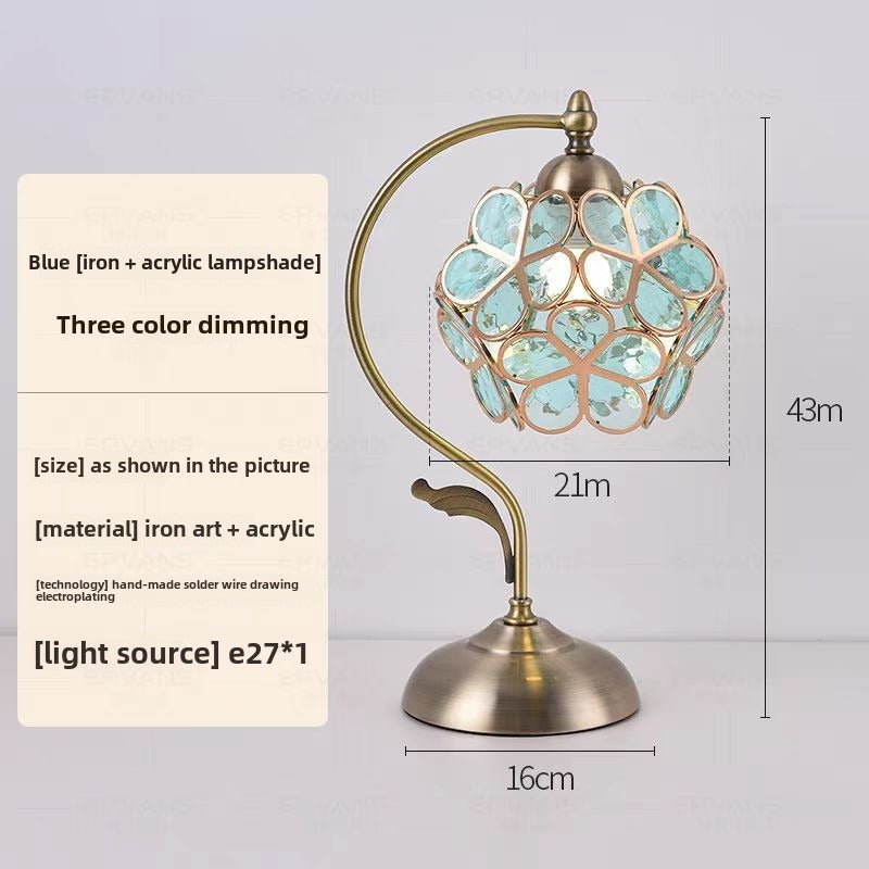 American Vintage Desk Lamp - Acrylic & Iron, Handmade for Bedroom, Office & More
