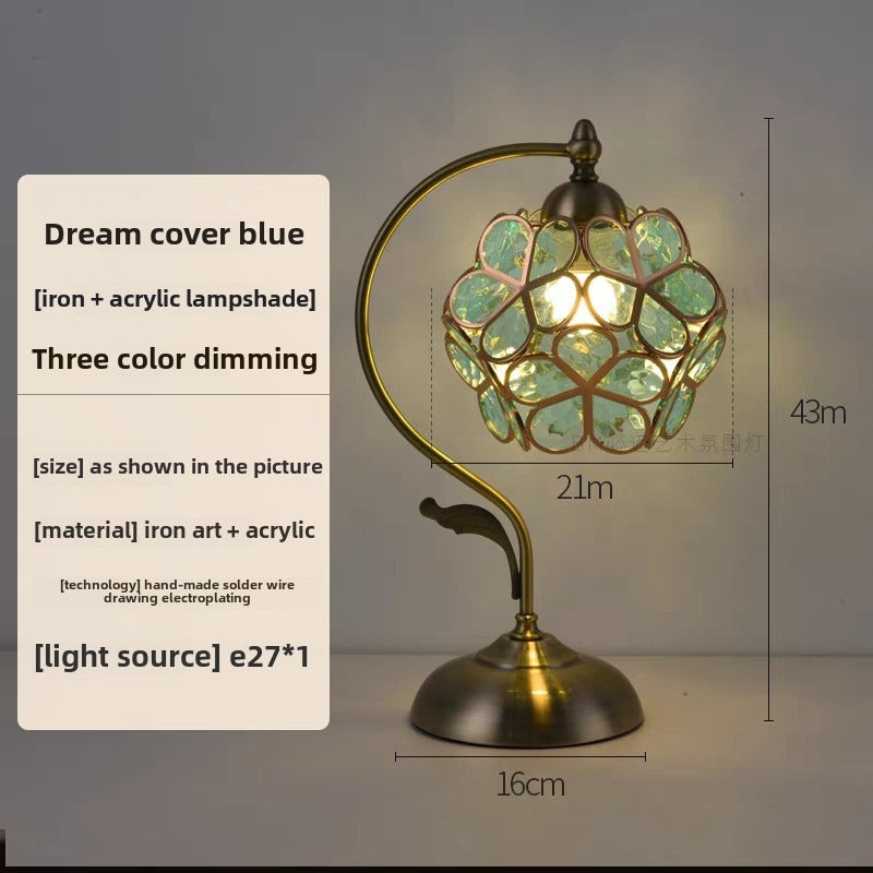 American Vintage Desk Lamp - Acrylic & Iron, Handmade for Bedroom, Office & More