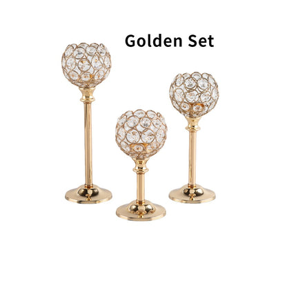 Mini Crystal Candle Holders - Electroplated Decor For Wedding, Hotel, Home & Romantic Dinners