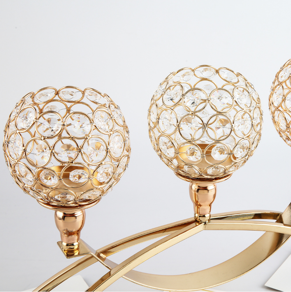 European Crystal Candelabra - Elegant Metal Table Decor For Festivals, Weddings & Romantic Dinners