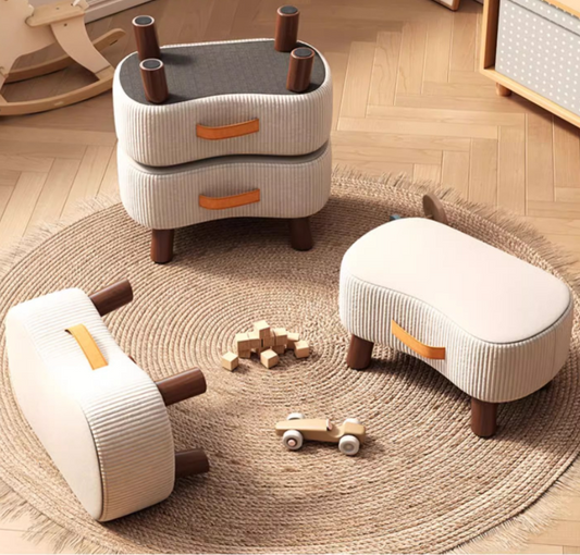 Nordic Modern Stool - Multi-Functional Entryway Bench with Soft Upholstery, Solid Wood Frame & Versatile Colors