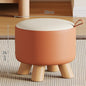 Modern Solid Wood Stool - Versatile Upholstered Ottoman with Handle for Entryway, Living Room, or Bedroom