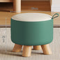 Modern Solid Wood Stool - Versatile Upholstered Ottoman with Handle for Entryway, Living Room, or Bedroom