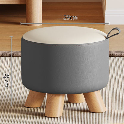 Modern Solid Wood Stool - Versatile Upholstered Ottoman with Handle for Entryway, Living Room, or Bedroom