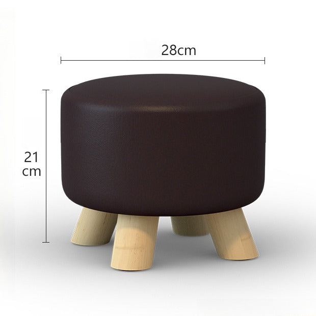Modern Solid Wood Stool - Versatile Upholstered Ottoman with Handle for Entryway, Living Room, or Bedroom