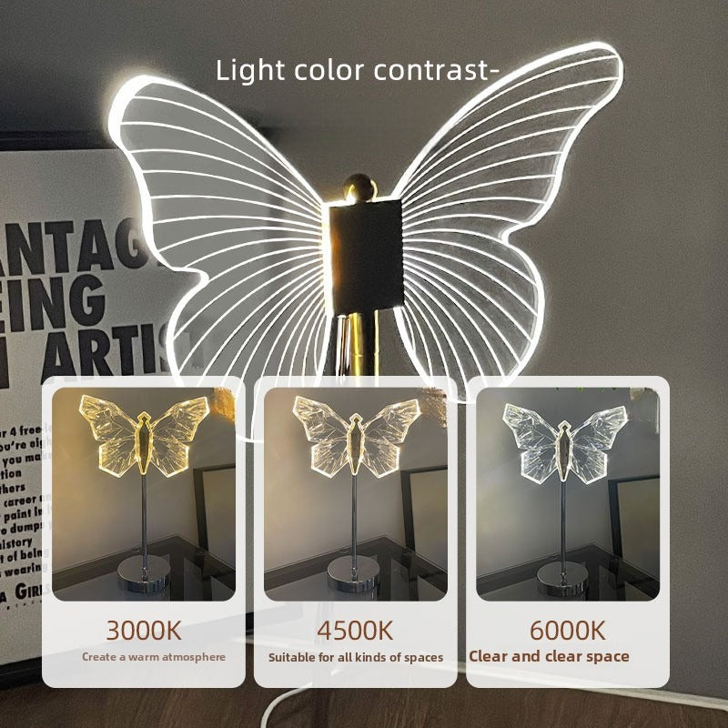 Cute Butterfly USB Night Light - Adjustable Crystal Table Lamp for Bedroom, Desk Decor & Gifts | Modern Mood Lighting