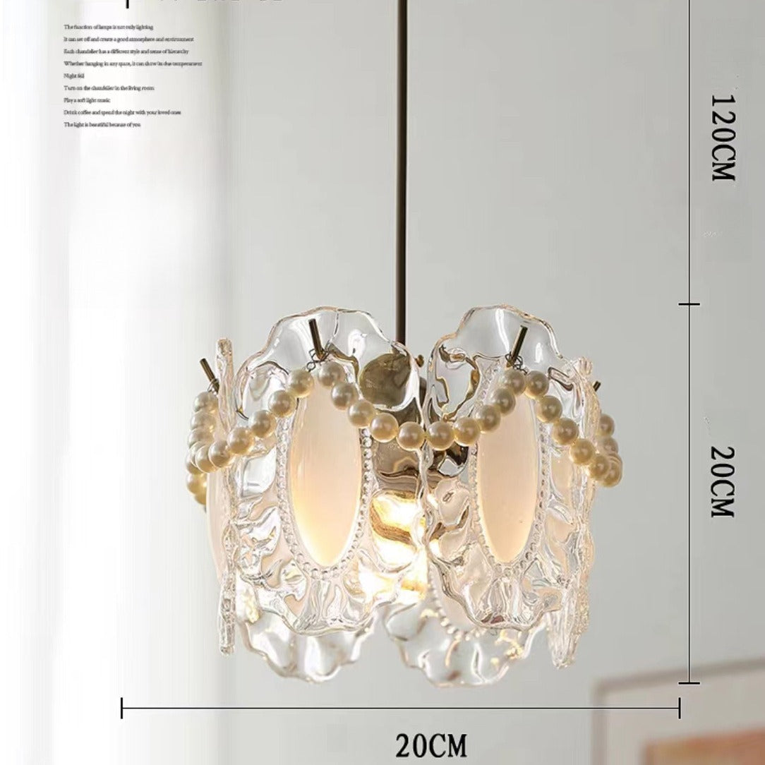 French-Inspired Luxe Pendant Light - 3-Color LED Modern Chandelier for Dining, Bedroom, Entryway | Glass & Metal Dimmable Hanging Lamp