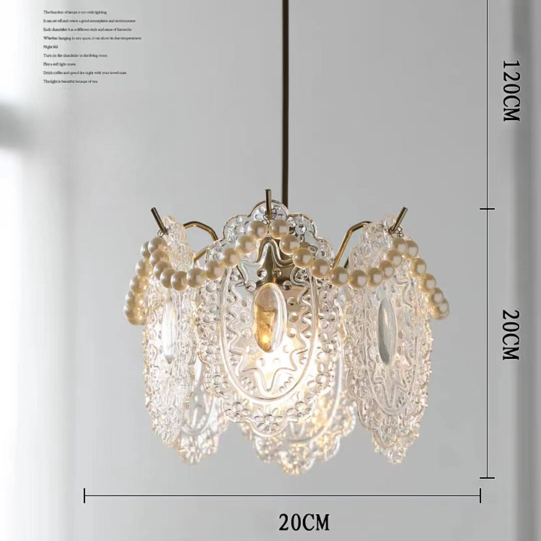 French-Inspired Luxe Pendant Light - 3-Color LED Modern Chandelier for Dining, Bedroom, Entryway | Glass & Metal Dimmable Hanging Lamp