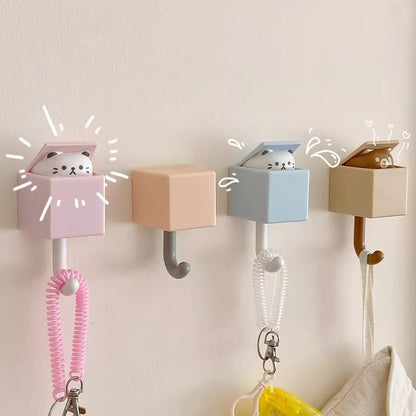 Cute Cat-shaped Wall Hooks - No Damage Sticky Hooks, Aesthetic Room Decor for Bedroom & Living Room