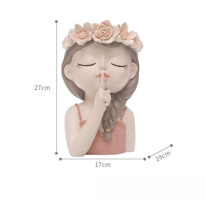 Elegant European-Style Fairy Girl Resin Planter – Large Decorative Flower Pot for Living Room & Tabletop Displays