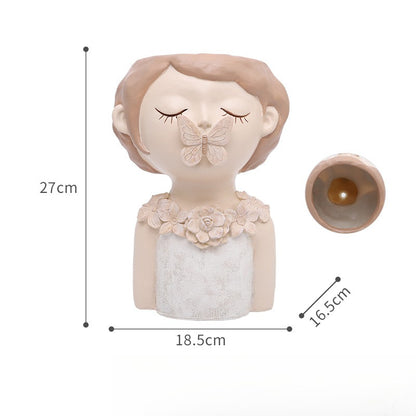 Elegant European-Style Fairy Girl Resin Planter – Large Decorative Flower Pot for Living Room & Tabletop Displays