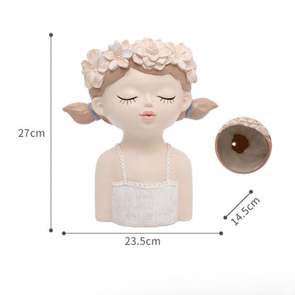 Elegant European-Style Fairy Girl Resin Planter – Large Decorative Flower Pot for Living Room & Tabletop Displays
