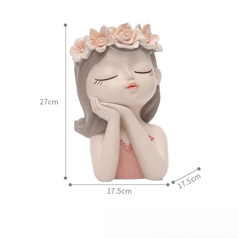 Elegant European-Style Fairy Girl Resin Planter – Large Decorative Flower Pot for Living Room & Tabletop Displays