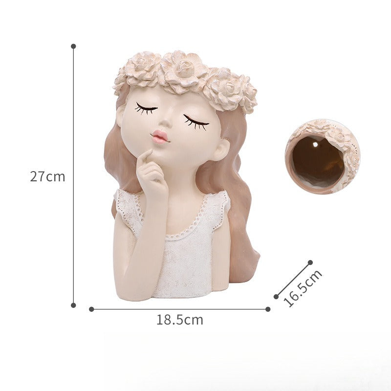 Elegant European-Style Fairy Girl Resin Planter – Large Decorative Flower Pot for Living Room & Tabletop Displays