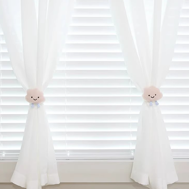 Cute Cartoon Cloud Plush Curtain Tiebacks - Modern Nursery & Bedroom Decor, Soft Fabric Holders for Curtains
