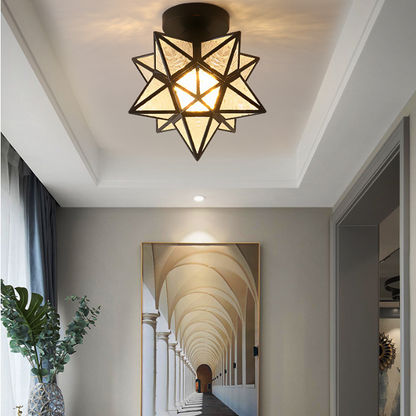 Nordic Modern Crystal Ceiling Light - Minimalist Hallway, Entryway, and Balcony Lighting with Iron & Glass Design (Multiple Finishes)