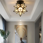 Nordic Modern Crystal Ceiling Light - Minimalist Hallway, Entryway, and Balcony Lighting with Iron & Glass Design (Multiple Finishes)