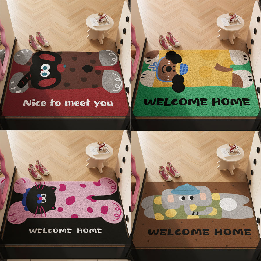 Customizable PVC Coir Doormat - Dirt Trapping, Slip-Resistant, Easy Clean Cartoon Design for Home & Office Entrances