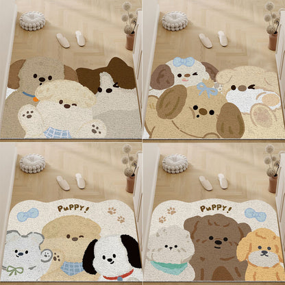 Cartoon Silky Scraper Door Mat - Dirt-Resistant Tech Fabric Rug for Entrance, Kid-Friendly & Non-Slip