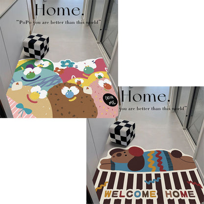 2024 New Arrival Non-Slip PVC Entrance Mat - Washable Tech Fabric, Customizable Cartoon Print