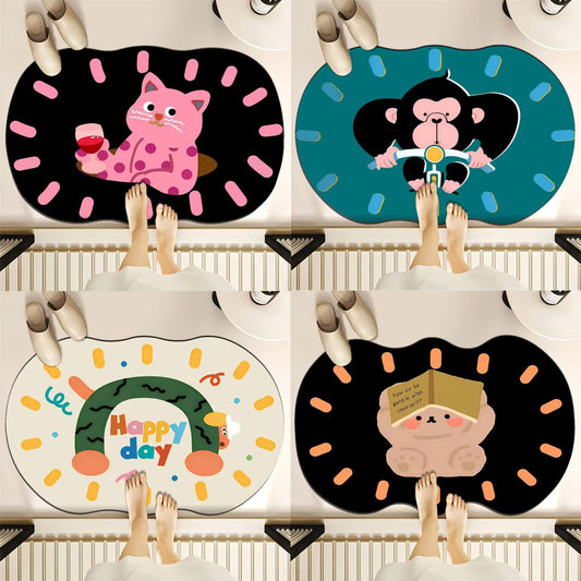 Premium Diatom Mud Bath Mat - Super Absorbent, Quick-Dry, Non-Slip Bathroom Floor Mat with Cartoon Prints