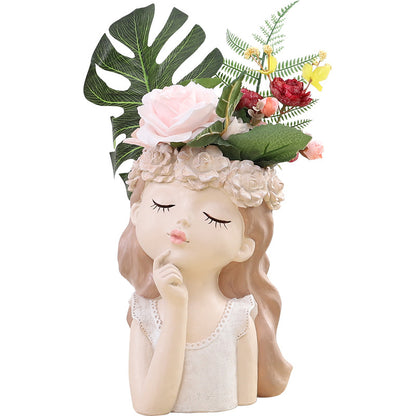 Elegant European-Style Fairy Girl Resin Planter – Large Decorative Flower Pot for Living Room & Tabletop Displays
