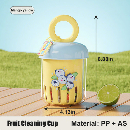 Dopamine Double-Layer Fruit & Salad Cup with Leakproof Lid & Detachable Fork - Portable PP Plastic Cartoon Design for Smoothies, Yogurt, Camping & Picnics
